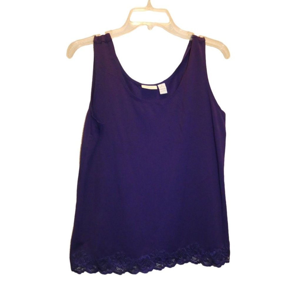 Women's Dark Purple Tank Top with Lace, Chico's Brand, Size Large